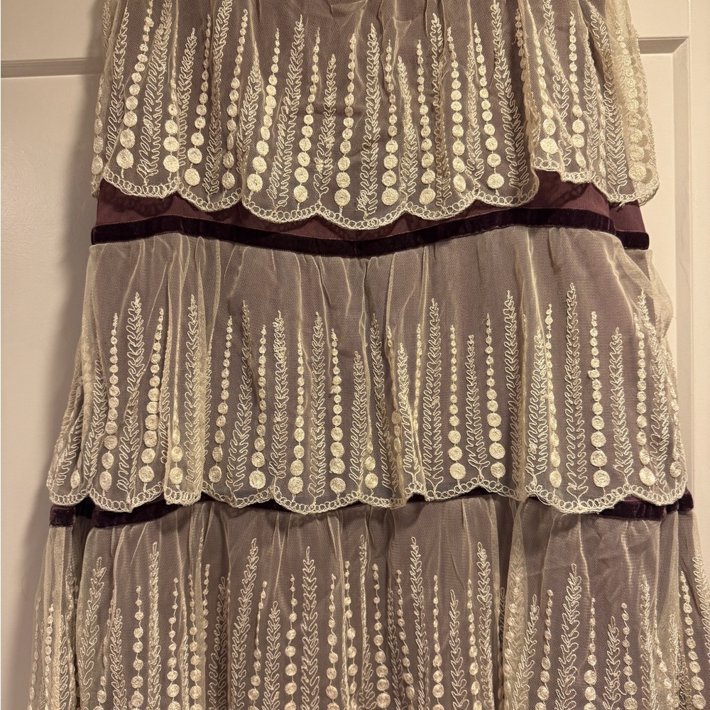 Odille Cream and Brown Maxi Skirt
